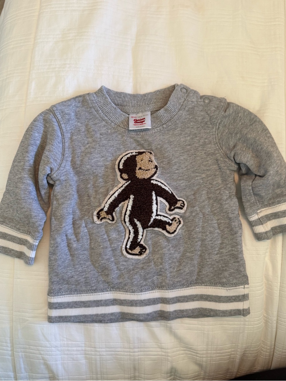 Hanna Andersson Gray Curious George Long-Sleeve Baby Sweatshirt 6-12mo
